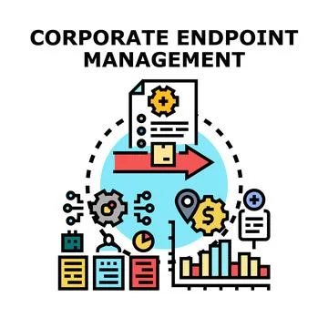 Corporate endpoint management system protecting data and network infrastructu Stock Illustration