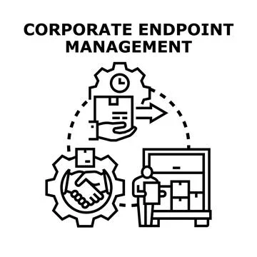 Corporate endpoint management system providing security solutions Stockillustratie