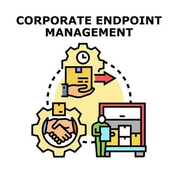 Corporate endpoint management system providing security solutions Stock Illustration
