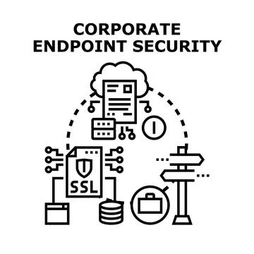 Corporate endpoint security protecting network and data access Stock Illustration