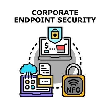 Corporate endpoint security system protecting digital information Stock Illustration