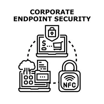 Corporate endpoint security system protecting digital information Stock Illustration