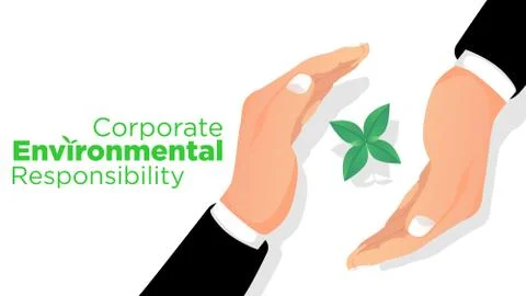 Corporate envioronmental responsibility concept hands protect plant  illutration Stock Illustration