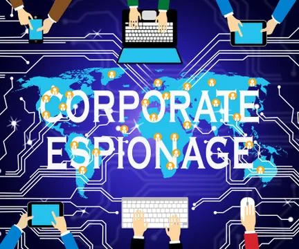 Corporate Espionage Covert Cyber Hacking 2d Illustration Illustrazione stock