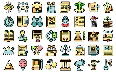 Corporate ethics icons set vector flat Illustrazione stock