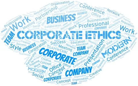 Corporate Ethics vector word cloud, made with text only. Illustrazione stock