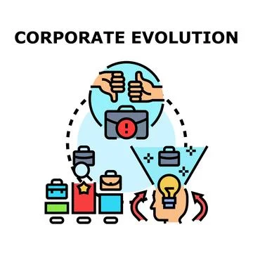 Corporate evolution process with business strategy management Stock Illustration