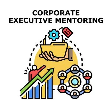 Corporate executive mentoring program developing business strategies Stock Illustration