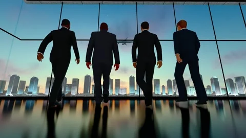 The corporate executive team walks forward Stock Footage 288282095