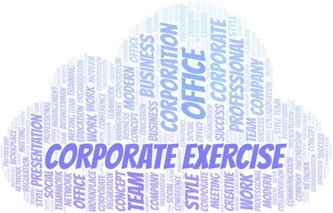 Corporate Exercise vector word cloud, made with text only. Stock Illustration