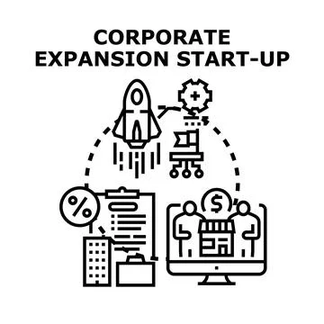 Corporate expansion start up idea developing business Stock Illustration