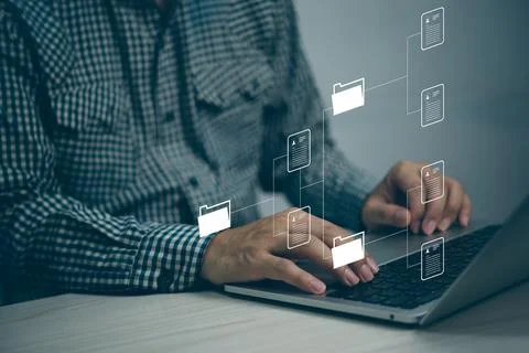 Corporate file folder information manage technology security storage, documen Foto stock