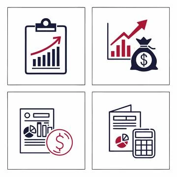 Corporate Finance and Data Chart Icons Stock Illustration