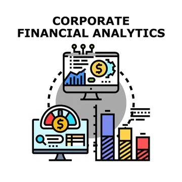 Corporate financial analytics business data technology concept Illustrazione stock
