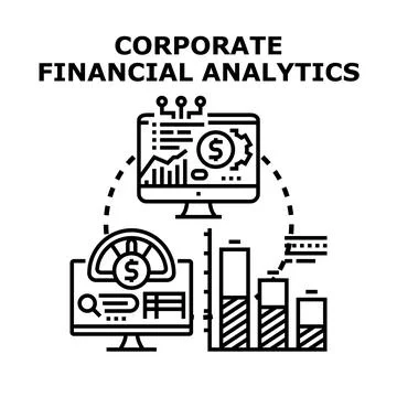 Corporate financial analytics business data technology concept Stock Illustration