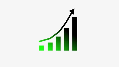 Corporate Financial Statistics Animation with Increasing Bar Chart and Grow.. Stock Footage 337010461