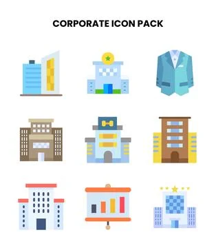 Corporate Flat Bundle Icons Pack Stock Illustration
