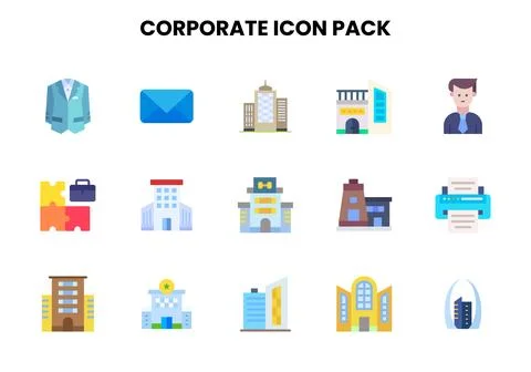 Corporate Flat Icons Pack Stock Illustration