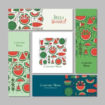Corporate flat mock-up template. Watermelon background Stock Illustration