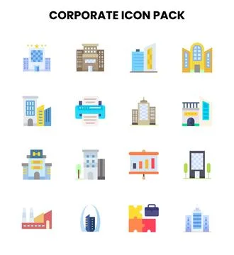 Corporate Flat Scalable Icons Pack Stock Illustration