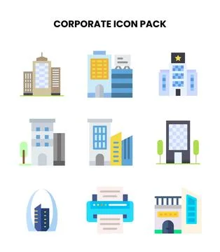 Corporate Flat Set Icons Pack Stock Illustration