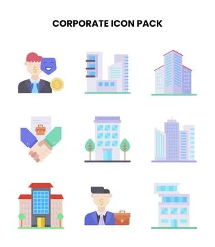 Corporate Flat Vector Icons Pack Stock Illustration