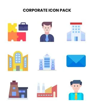 Corporate Flat Vector Icons Pack Illustrazione stock