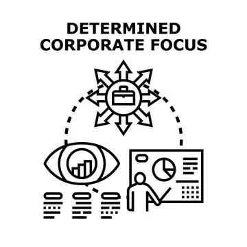Corporate focus determining business strategy development planning Stock Illustration