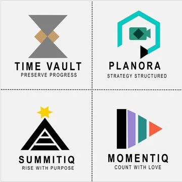 Corporate Geometric Logo Template Set with Branding Text and Taglines Stock Illustration