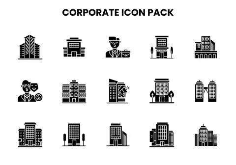 Corporate Glyph Bundle Icons Pack Stock Illustration