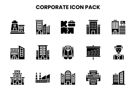 Corporate Glyph Set Icons Pack 스톡 일러스트