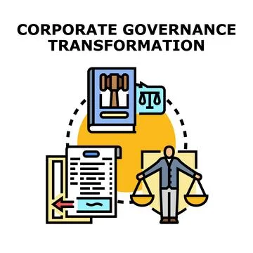 Corporate governance transformation process applying legal principles Stock Illustration