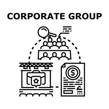 Corporate group analyzing business strategy and financial results Stock Illustration