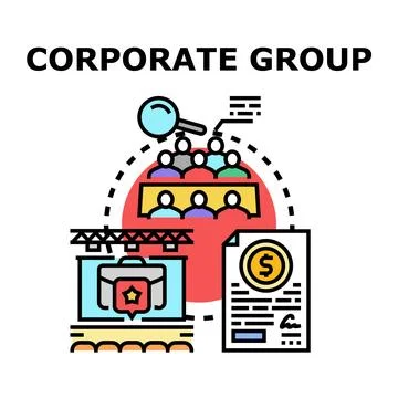 Corporate group analyzing business strategy and financial results Stock Illustration