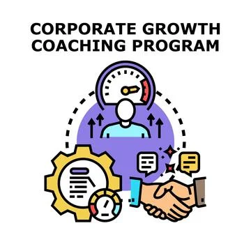 Corporate growth coaching program helping business development Stock Illustration