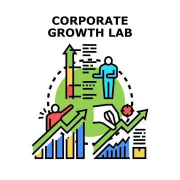 Corporate growth lab analyzing business development progress Stock Illustration