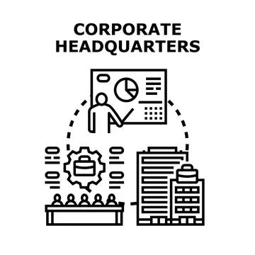 Corporate headquarters business development planning management Stock Illustration