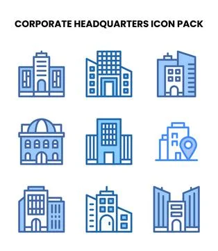 Corporate Headquarters Two Colour Vector Icons Pack Ilustración de archivo