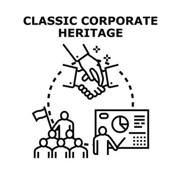 Corporate heritage concept developing business strategy and partnership イラスト素材