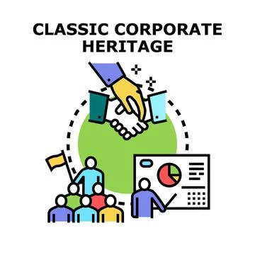 Corporate heritage concept developing business strategy and partnership Stock Illustration
