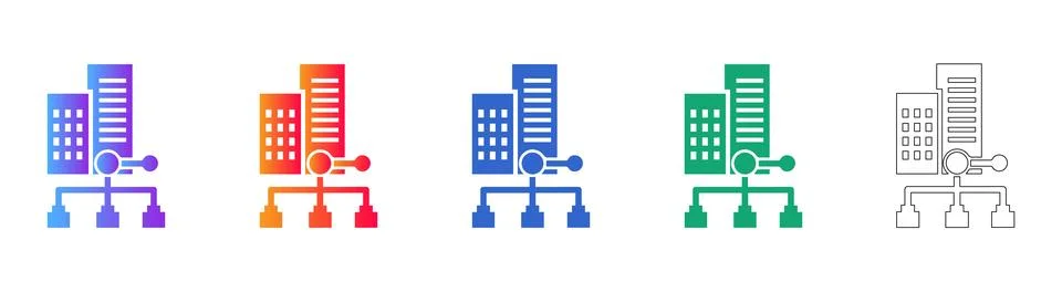 Corporate Hierarchy and Data Structure Icon Set Stock Illustration