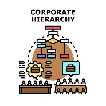 Corporate hierarchy structure demonstrating business management organization Stock Illustration
