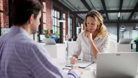 Corporate HR Office Conducting Interviews For Staffing Stock Footage 322849437