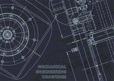 Corporate Identity, backgrounds. Mechanical engineering drawing. Machine-buil Illustrazione stock