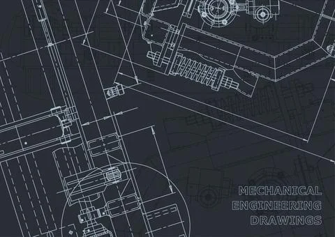 Corporate Identity, backgrounds. Mechanical engineering drawing. Machine-buil Illustrazione stock
