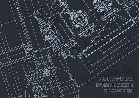 Corporate Identity, backgrounds. Mechanical engineering drawing. Machine-buil Illustrazione stock