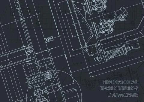 Corporate Identity, backgrounds. Mechanical engineering drawing. Machine-buil Illustrazione stock