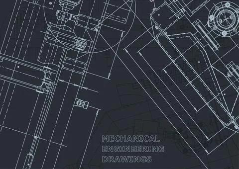 Corporate Identity, backgrounds. Mechanical engineering drawing. Machine-buil Illustrazione stock