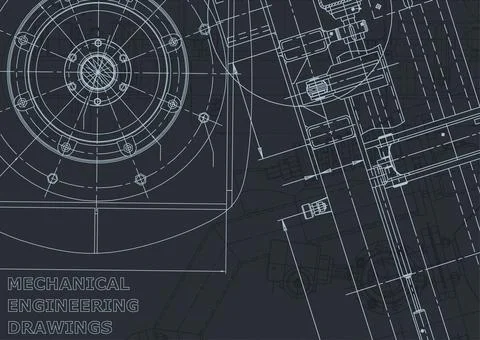Corporate Identity, backgrounds. Mechanical engineering drawing. Machine-buil Illustrazione stock
