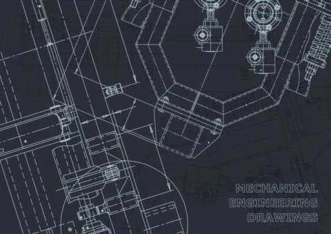 Corporate Identity, backgrounds. Mechanical engineering drawing. Machine-buil Illustrazione stock